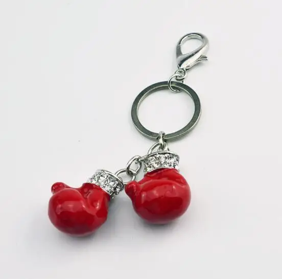 

12pcs/lot Novelty Mini Enamel Boxing Gloves Keychain Bag Charms Pendants Gold/Silver Key Chain Keyrings Wholesale