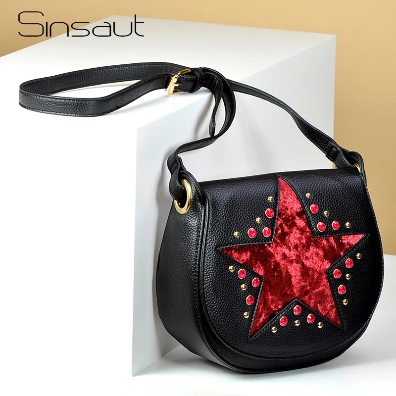 

Sinsaut 2018 New Women Handbags Simple Vintage Crossbody Fashion Flap Trend Velvet Star Woman Messenger Bag Diamond shoulder bag