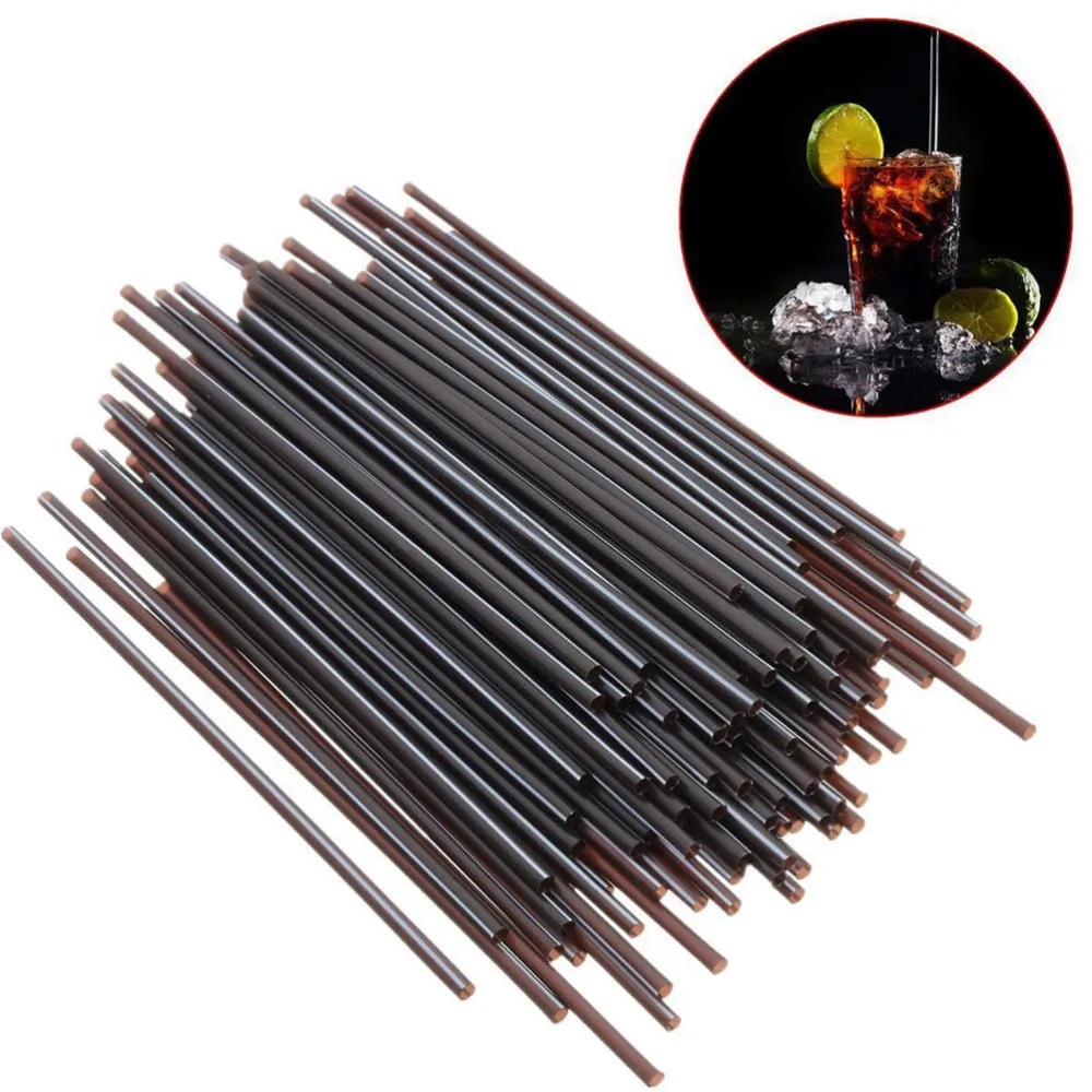 Buy Dia 3mm Cocktail Straws Black Design Plastic