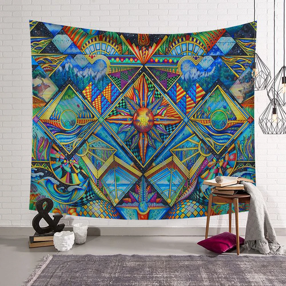 

Polyster Hippie Mandala Pattern Tapestry Abstract Painting Art Wall Hanging Gobelin Living room Decor Crafts Tapestries GT0024