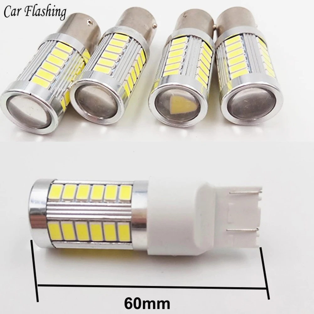 Отражатели 2 шт мощностью 12 V для автомобилей, Применение Светодиодная лампа поворотника Задний сигнал свет автоматический стоп-сигнал BA15S P21W 1156 1157/T20 7440 7443 W21 WY21W 5630 5730 33SMD