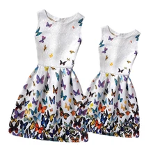 2016 D’été Mère et Fille Robes Vêtements Famille Correspondant Vêtements Famille Look Clothing Adolescentes Imprimé Robes Mae