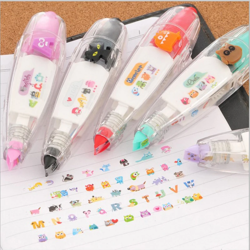 4 шт./лот Милая Черная Корректирующая лента для кошек односторонняя клейкая