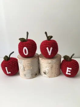 

Home decoration. Winter decor. Home warming gift. Crochet LOVE apples. Christmas gift. Birthday present
