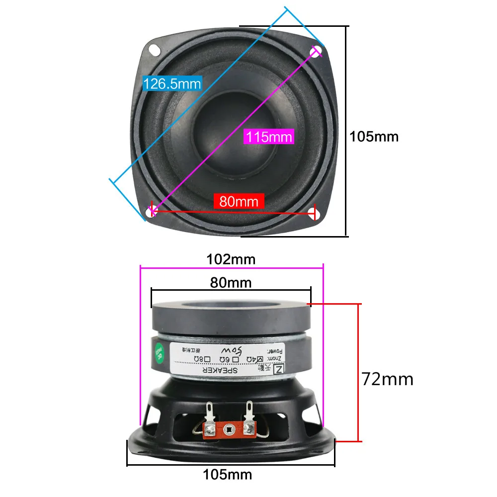 Ghxamp 4 дюйма 4OHM 50 Вт сабвуфер динамик Woofer длинный ход автомобиля аудио домашний