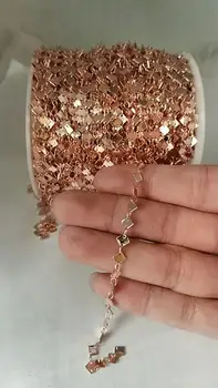

MYLONGINGCHARM Wholesale-Rose gold plated diamond chain 10 feet raw brass material soldered links chain-F151MEIGUIJIN