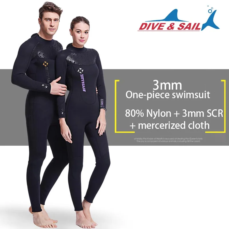 dive & sail WDS 4131 Men Women One Piece 3mm diving dress Full Wetsuit