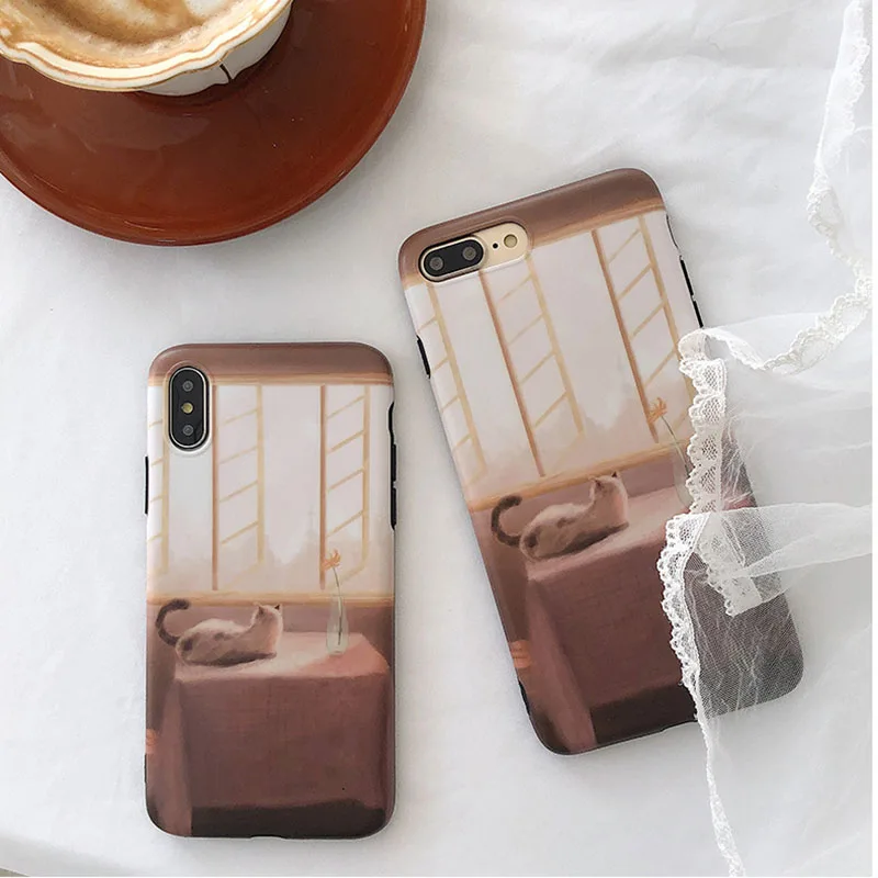 

Luxury Korean Soft Silicon Phone Cases For iphone 6 7 8 X Cute Sleeping Cat Printing TPU cases for iphone 6s 7plus 8p