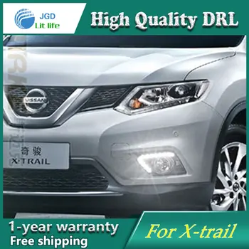 

Free shipping 12V 6000k LED DRL Daytime running light case for Nissan x-trail Xtrail T32 2014 2015 2016 fog lamp frame Fog light