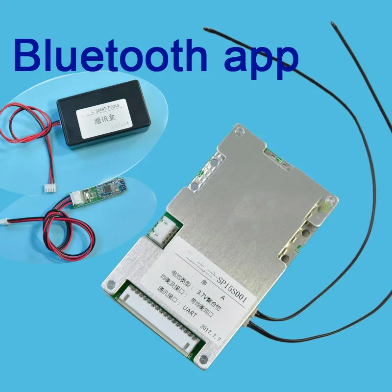 

7S 24V 20A 30A 40A 60A 18650 Lithium battery smart protection board balance bms pcm W android Bluetooth app UART wi software