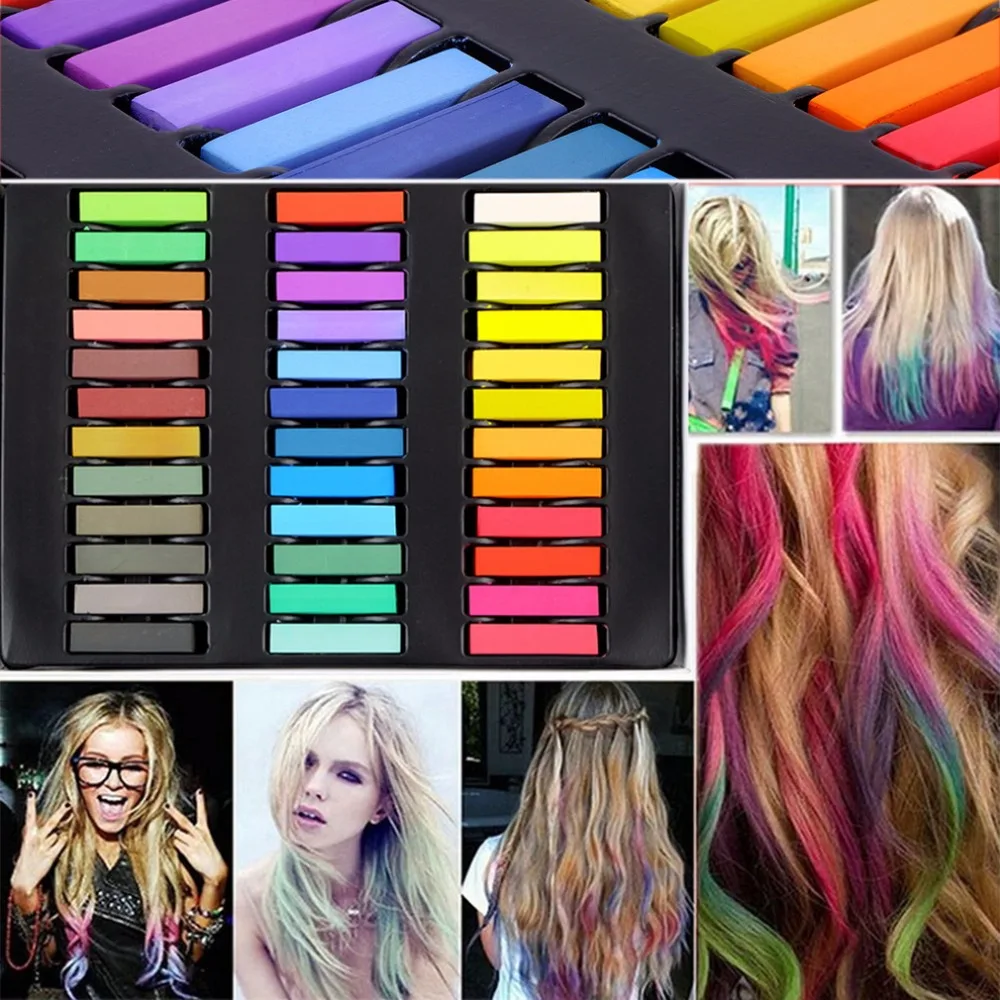 

36 Colors Temporary Hair Dye Easy Colors Non-toxic Hair Color Chalk Soft Pastels Kit Crayons for Hair Care Styling