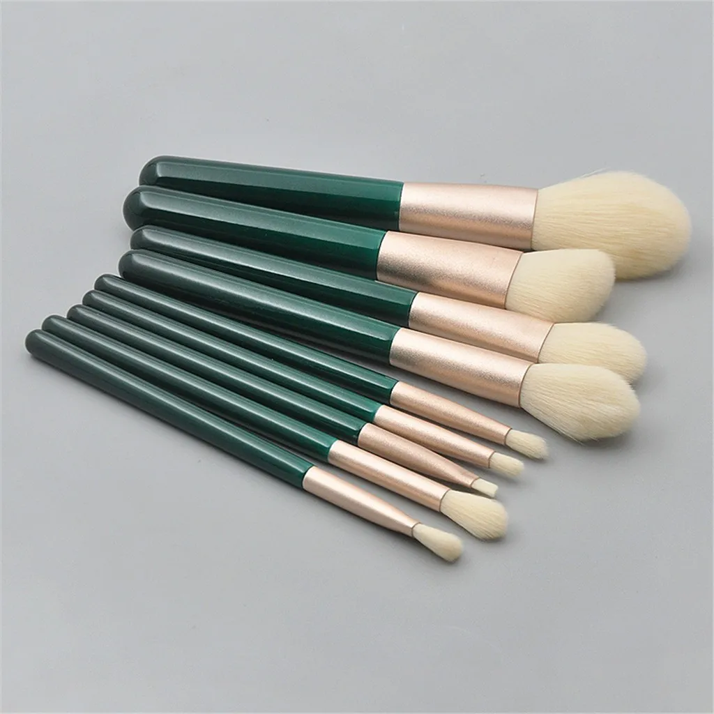 Профессиональный набор кистей для макияжа 9 шт., темно-экологическая зеленая ручка, порошок для теней для век, Кисти косметические
