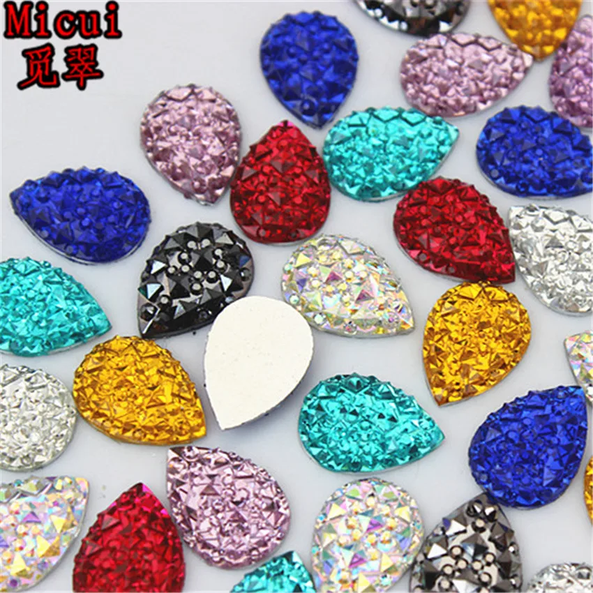 

Micui 200PCS 10*14MM Crystal Resin Drop flatback Resin Rhinestones Stone Beads Scrapbooking crafts Jewelry Accessories ZZ411