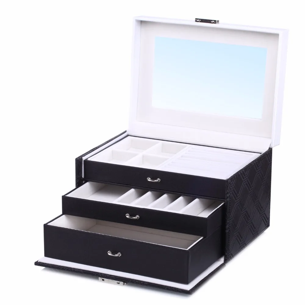 Rowling Black Large Velvet Jewelry Storage Box Pu Jewellery Rings