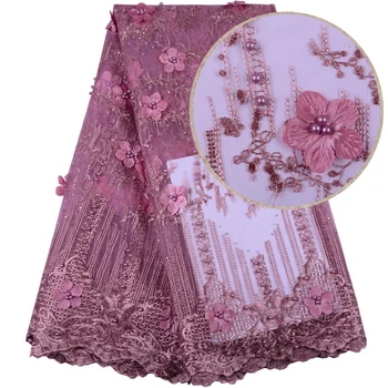 

Hot Selling Onion Color African French Lace With Appliques For Bridal Wedding Dress Nigerian Swiss French Lace With Beads 1477B