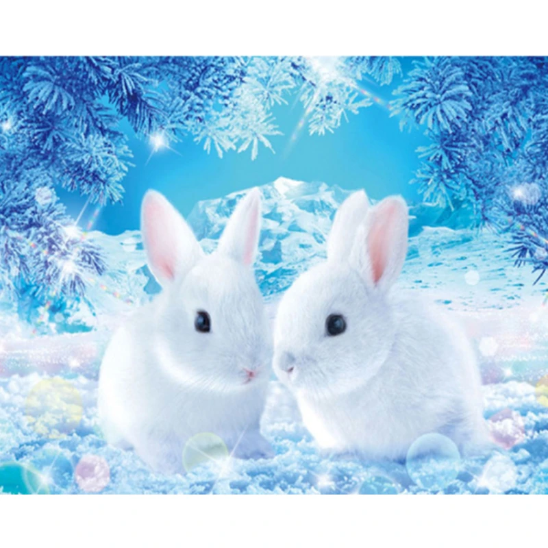 

Animals Diamond Painting Children Gift Rabbit Embroidery Full Round Diamond Mosaic Home Decoration Crafts