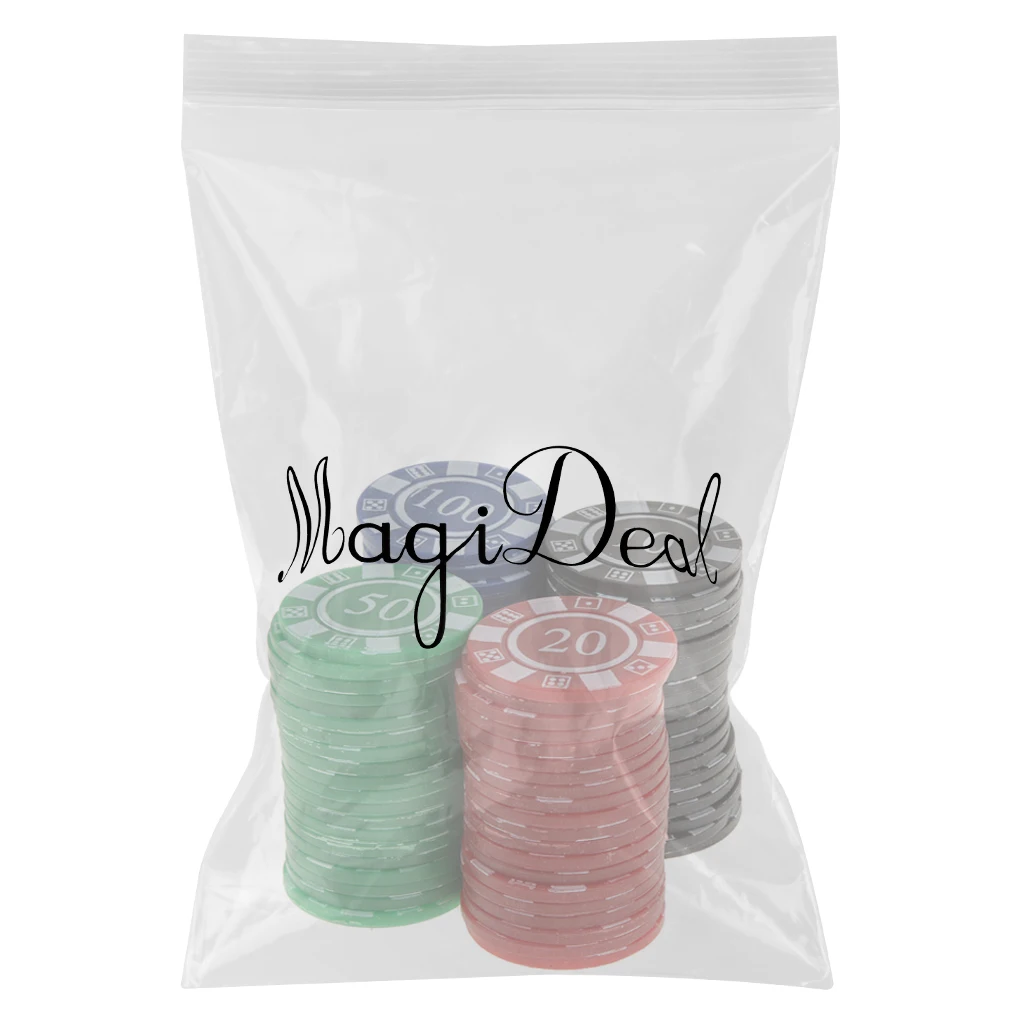 Perfeclan New 80 Count Plastic Poker Chips Card Game - Red Green Blue Black Plastic Poker Chips 