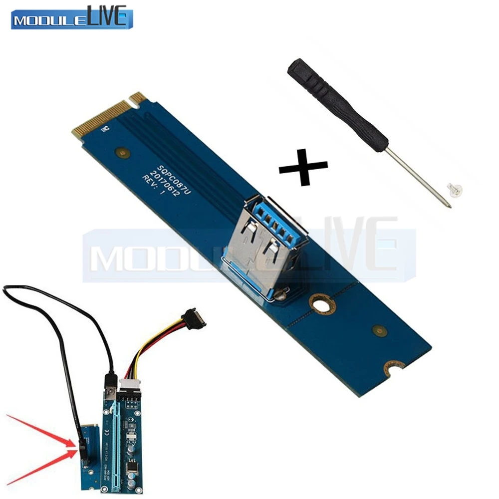 

M2 NGFF PCI-e X16 Slot for Data Mining Transfer Card Riser VGA Extension adapter SQKZ-N1 USB interface alloy + PCBA Board