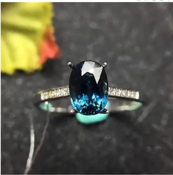 

Sapphire ring 18k White gold ring Natural and real sapphire Fine jewelry Blue gem 5*7mm