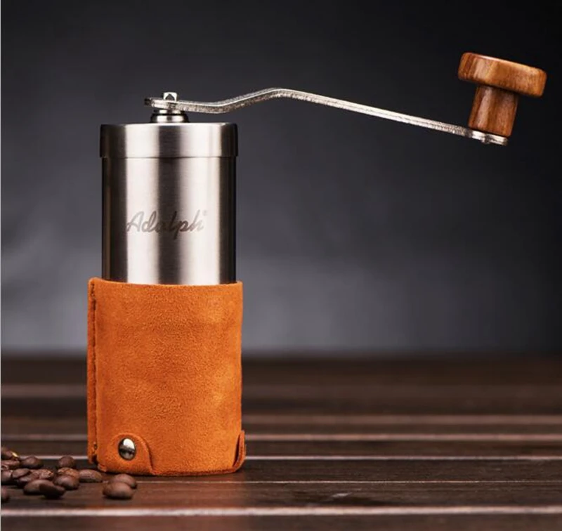 Manual Coffee Grinder Conical Burr Mill for Precision Brewing Brushed