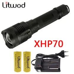 Litwod Z20 оригинальный CREE XHP70 чип лампы P78 мощный зум фонарик тактический светодиодный фонарик 26650 аккумулятор