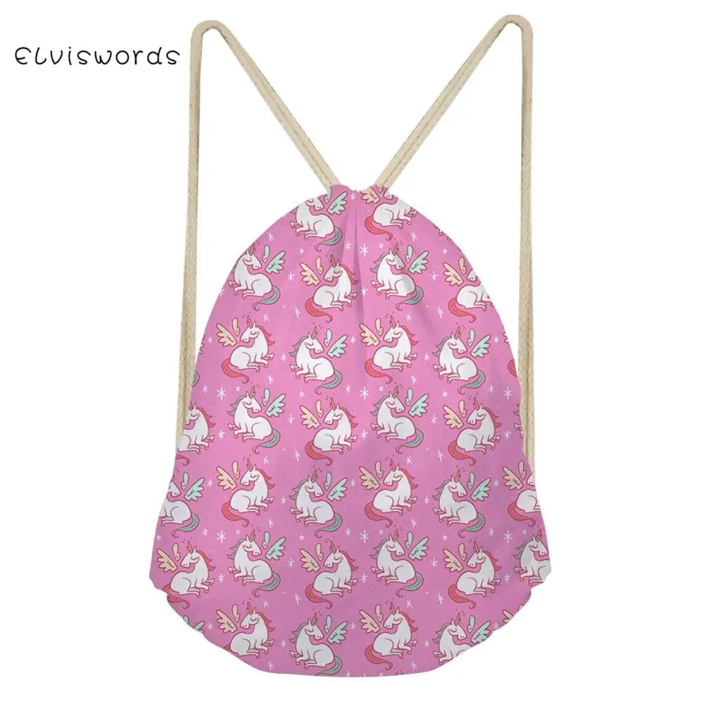 

ELVISWORDS Adorable pretty Cute Horse Pattern Small Women Backpack Travel Female Drawstring Girls Bookpack Casual Storage Pocket