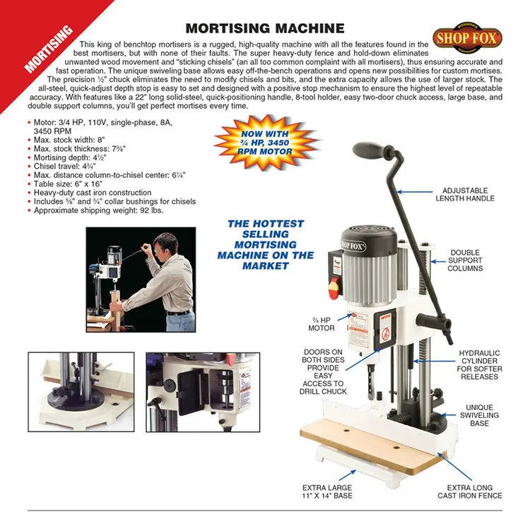 750W adjustable head double column chisel drilling