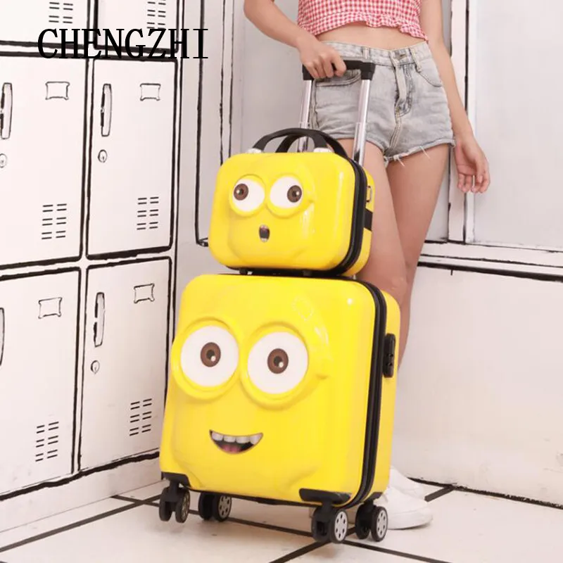 

CHENGZHI 18"20" inch cute travel suitcase spinner cabin rolling luggage set for children