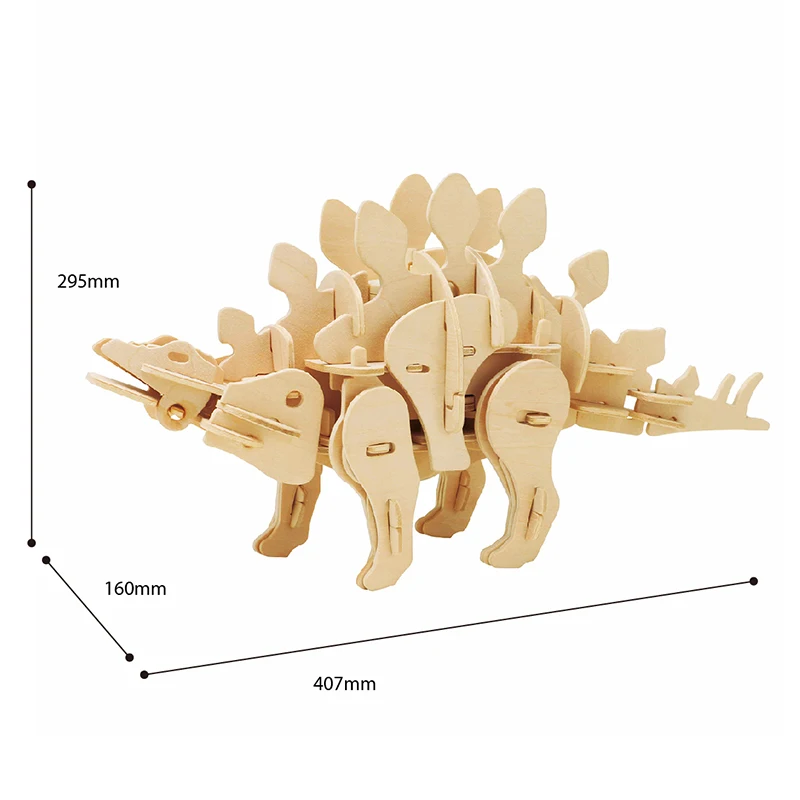 ROKR DIY Звуковое управление Электрический динозавр Стегозавр 3D деревянная головоломка Сборная модель Строительный набор игрушки для детей D440