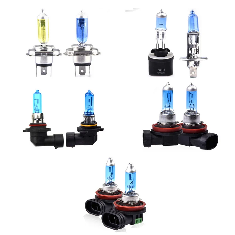 

2pcs Halogen Bulb 100W/55W H7 H1H4 H3 H11 H8 880 9005/HB3 65W 60W 35W 27W Quartz Glass Blue Gold Car Headlight Lamp 12V
