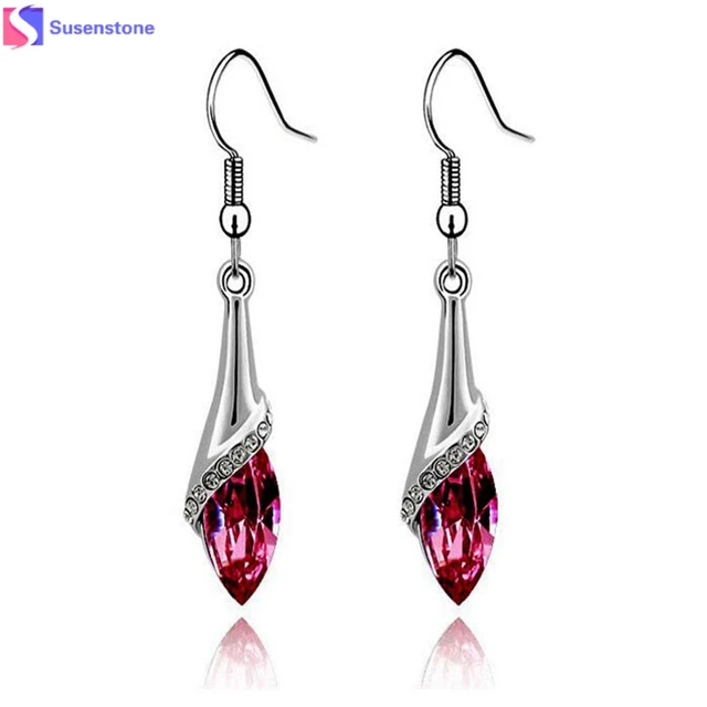 1 Pair Earrings For Women Lady Crystal Marquise Cut Dangle 1 Pair Earrings For Women Lady Crystal Marquise Cut Dangle Wedding Teardrop Gift