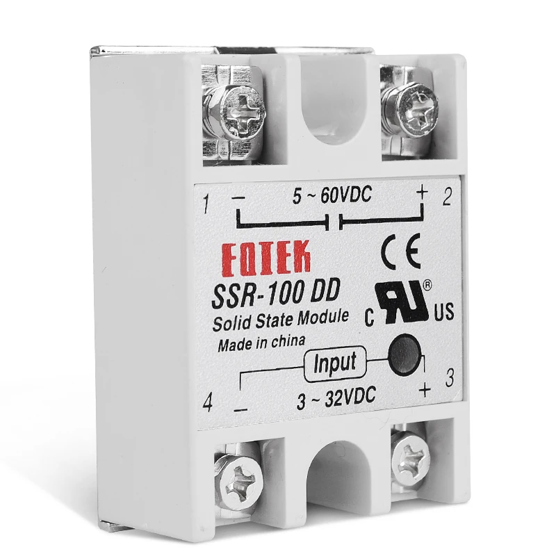 SINOTIMER SSR100A 3-32 в 12 В постоянного тока до 5-60 В напряжение постоянного тока SSR-100DD SSR 100DD твердотельный модуль реле Single однофазный