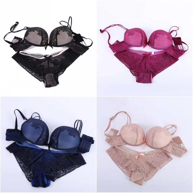 Sexy Cozy Bra Set Women Lace Cotton Bra Set Embroidery Underwear Push Up Bra Briefs Set cheap underwear sets