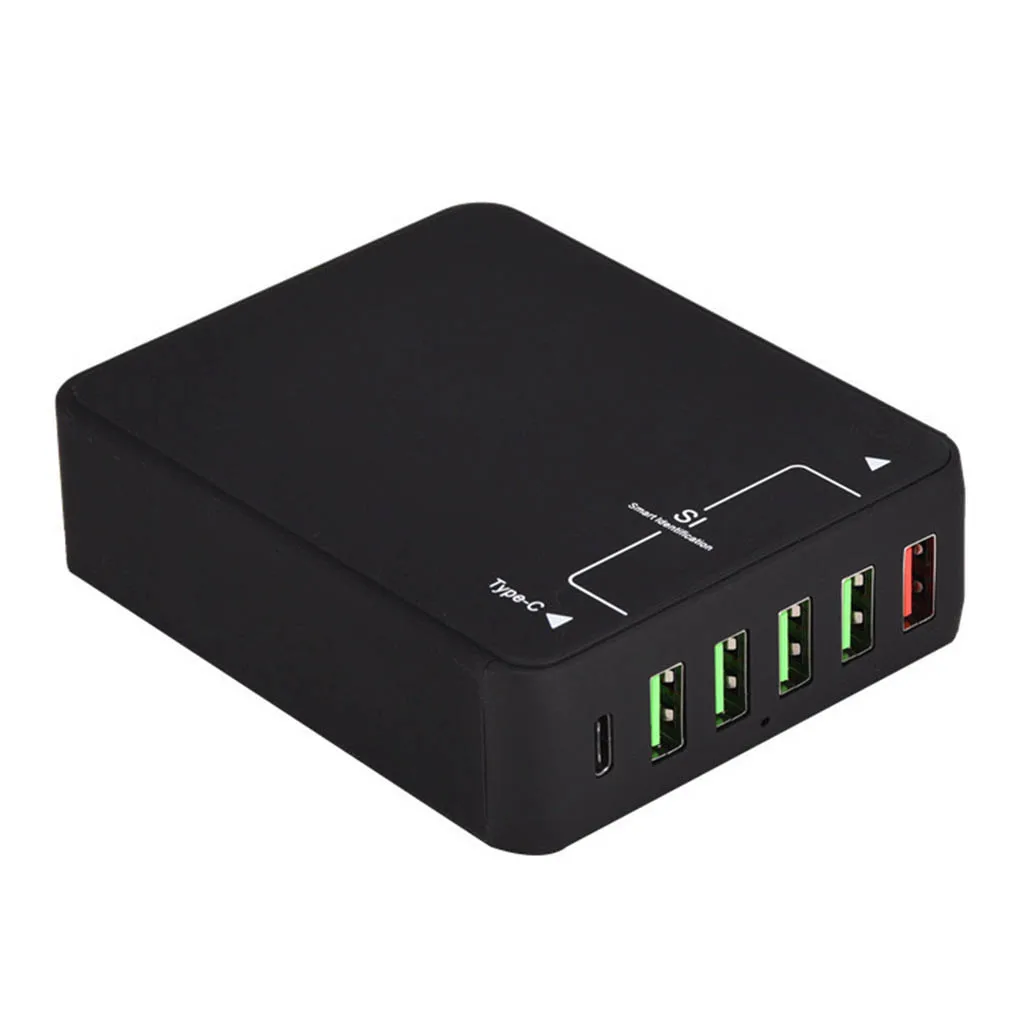 5 USB 1 نوع-c منافذ شاحن سفر للهاتف الهاتف المحمول اللوحي 8A الذكية سريعة شحن محول