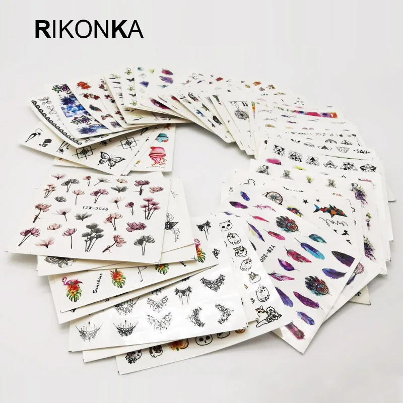 

50 Sheets Nail Stickers Mixed Designs Water Transfer Nail Art Sticker Watermark Decals DIY Decoration For Beauty Nail Tools