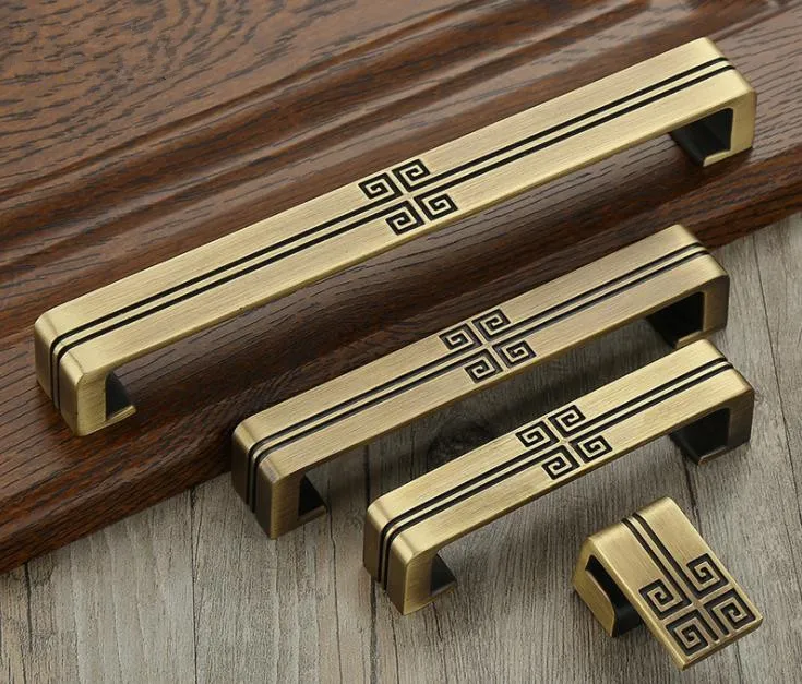 FAST SHIPPING Ancient Chinese Style Solid Zinc Alloy Drawer Handle Door Pull Cabinet Handle Antique Brass Matt Antique Brass