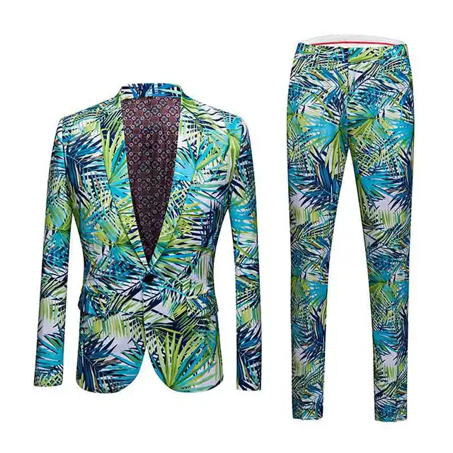 Beach Suit For Men Latest Coat Pant Designs Slim Fit Men Printed Floral