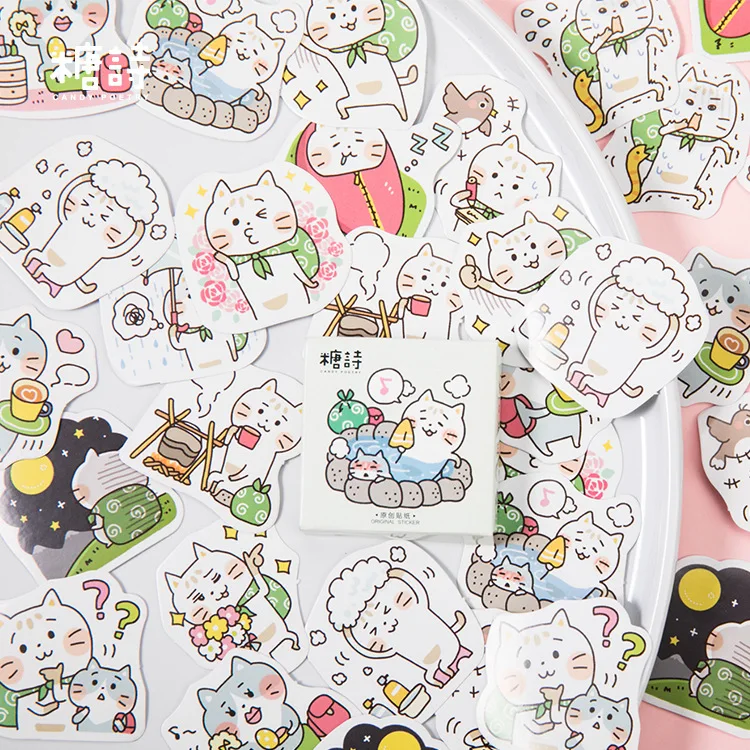 

Cute Traveling Cats Decorative Stickers Adhesive Stickers DIY Decoration Diary Japanese Stationery Stickers set Children Gift