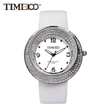 Fashion Women’s Brand Watches White Leather Strap Diamond Quartz Watch Original Waterproof Ladies Wrist Watch W019