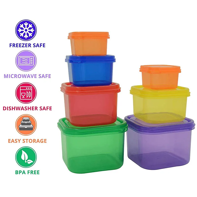Пластиковая коробка 7 шт./компл. Ланчбокс многоцветная часть управления Комплект контейнеров BPA бесплатные крышки маркированная порционная коробка Bento для хранения еды хранения содержит