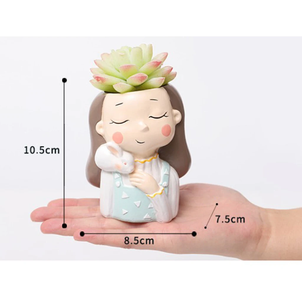 Resin Flowerpot Cactus Succulent Planter Pot Vase Desktop Ornament Figurines Valentine Gift Present	