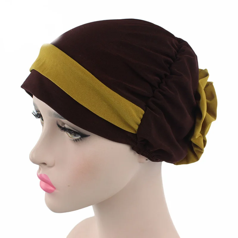 Для женщин большой цветок модель платок шапочка для химиотерапии западный стиль рюшами Рак химиотерапия шляпа Beanie шарф Тюрбан обёрточная бумага хеджирования кепки