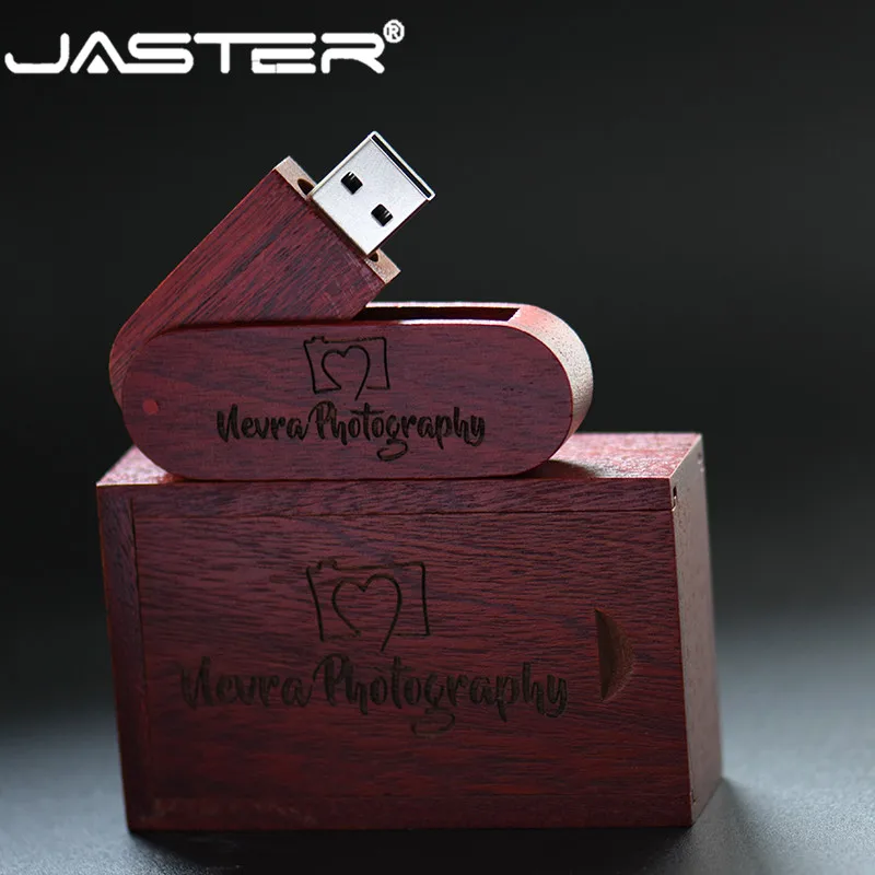 

JASTER Customize LOGO wooden+Box Personal LOGO pendrive 4GB 8GB 16GB 32GB 64GB usb Flash Drive U disk Memory stick wedding Gift