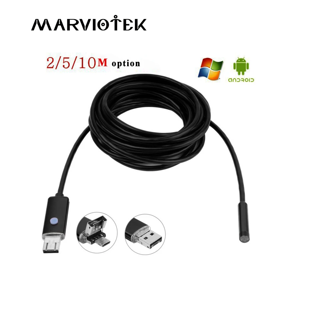 

5.5mm 2 in 1 Endoscope Camera Android 2m 5m 10m Waterproof Soft Flexible Wire USB Endoscope HD USB Endoscopio for PC Phone 5