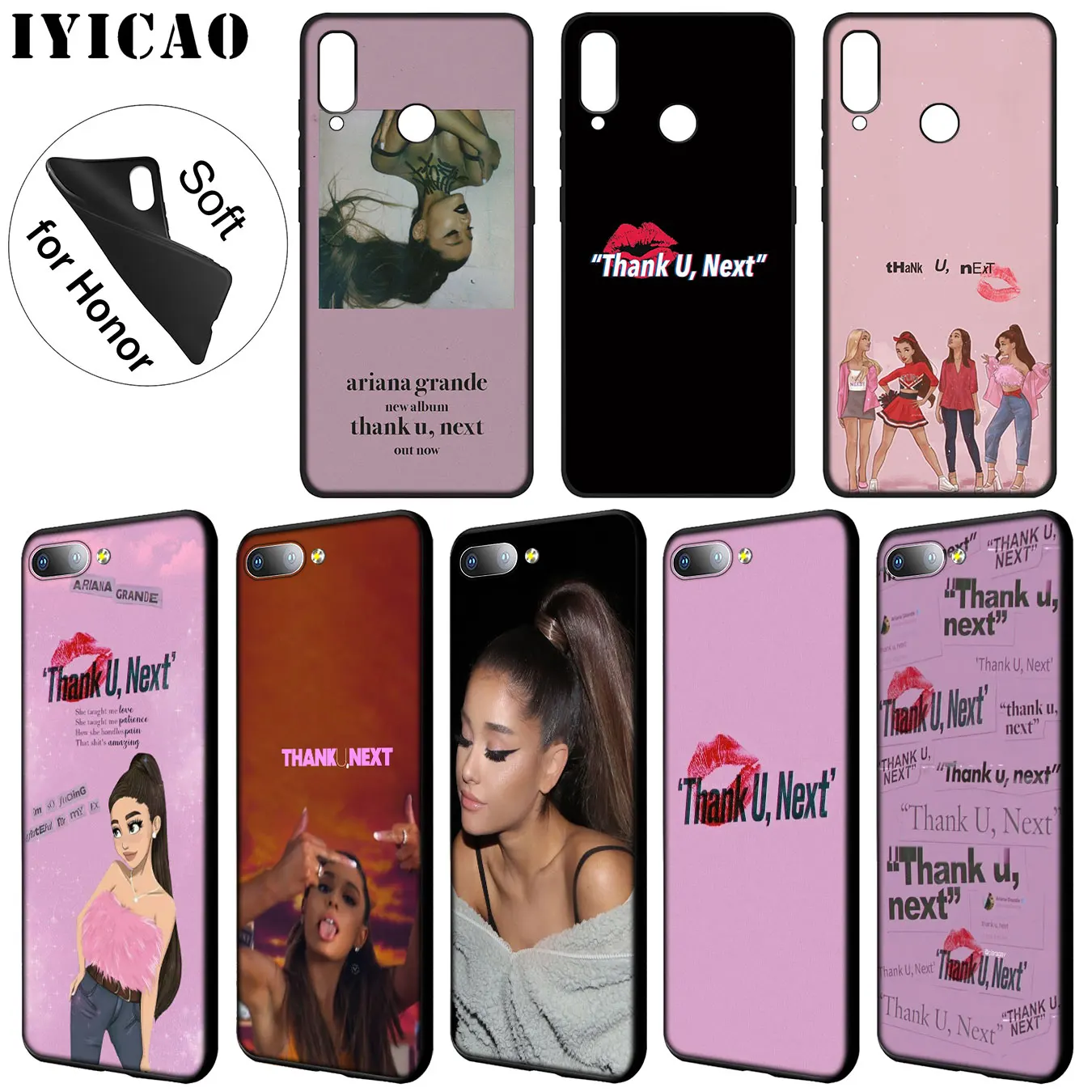Мягкий чехол для телефона IYICAO Thank U Next Ariana Grande Huawei Y9 Y7 Y6 Prime 2019 Honor 20 8C 8X 8 9 9X 10 Lite 7C 7X 7A
