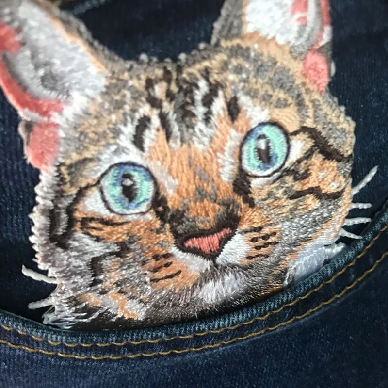 

2pcs/bag Pocket Cat Embroidered Cloth Clothing Patch Applique Chapter Arts Crafts Sewing DIY Apparel Sewing Fabric Patches DIY