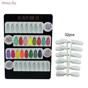 

1 Set 32 Colors Nail Art Color Contrast Card + Tips Photo Frame Display Removable Magnet Sticker UV Nail Gel Polish Color Chart