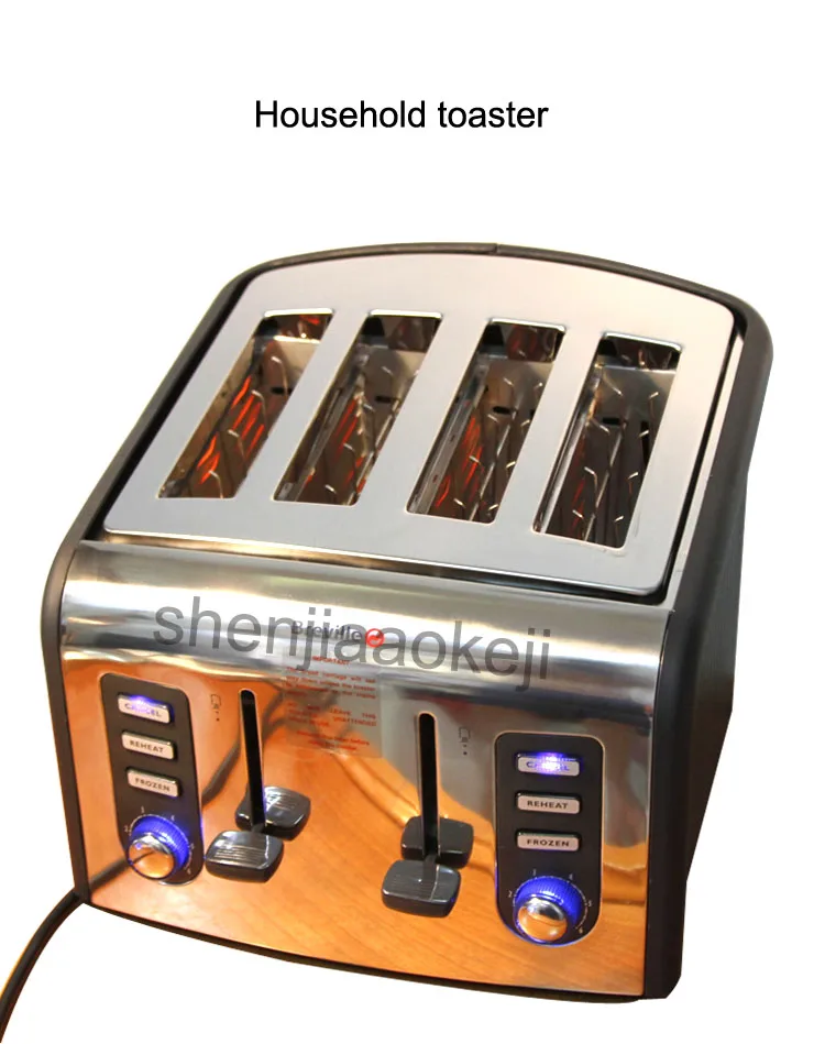 220 В 4 ломтика тостер из нержавеющей стали, автоматический тостер, электрическая духовка, тостер, машина для завтрака, машина для выпечки, подогрева хлеба, 1 шт