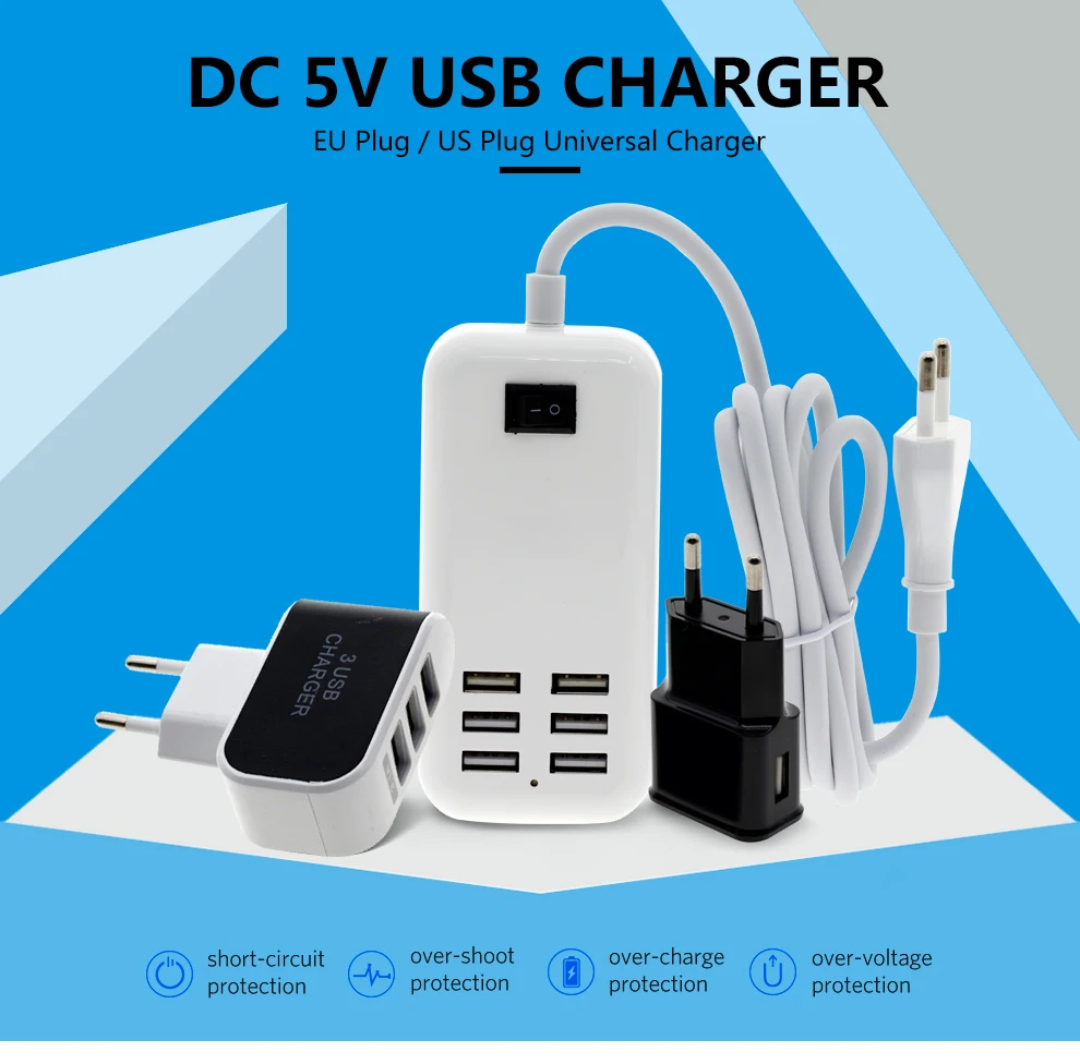 DC 5 V 2A USB Питание адаптер ЕС Plug/США Plug Универсальный Зарядное устройство 1/2/3/6 Порты