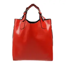 

New Vintage bag Leather bags women Tote Shopping Bag Handbag red